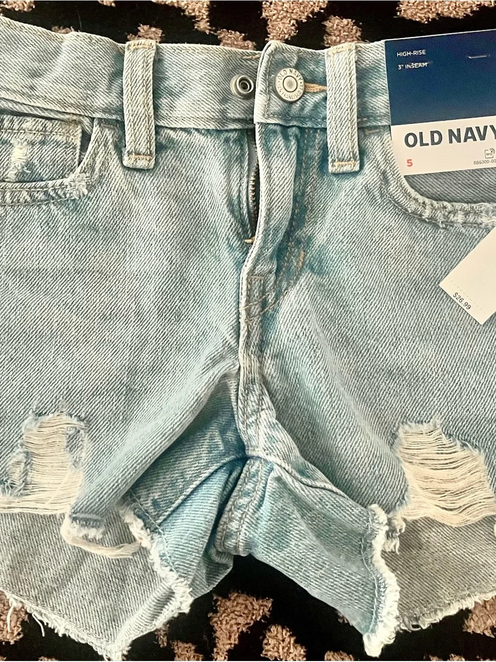NWT Old Navy High-Waisted Ripped Frayed-Hem Jean Shorts for Girls Size 5